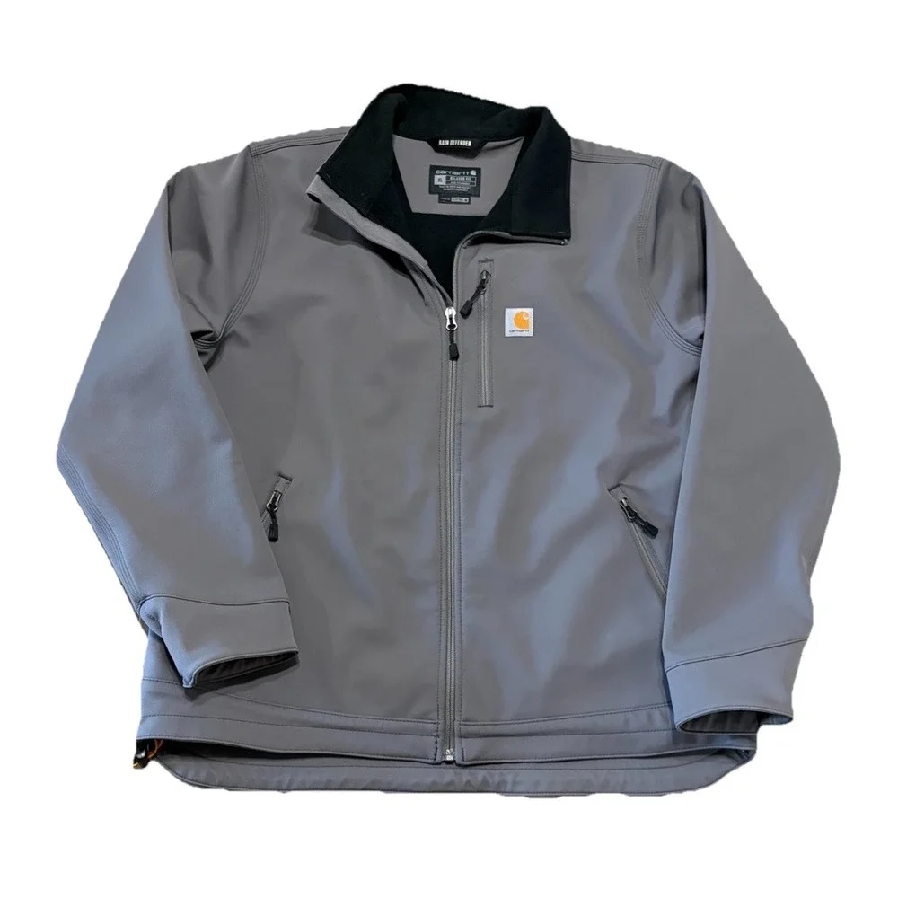 Carhartt Mens XL Crowley Softshell Jacket Rain Defender Charcoal Gray Outdoor
